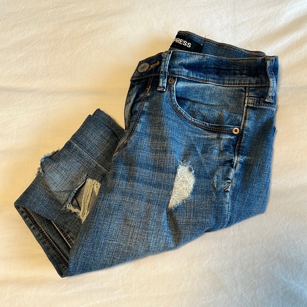 Women’s Stretch Ankle Distressed Jeggings | Mid Rise | 4Long